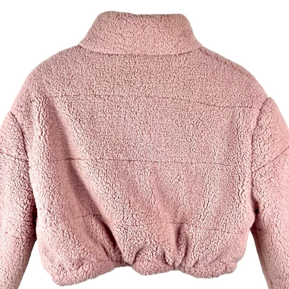 Streetwear Society Sherpa Teddy Pink Crop Jacket Size L, Oversized Kawaii Fluffy - Picture 13 of 13